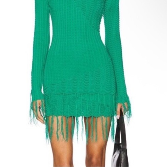 YLLW THE LABEL Freya Fringe Skirt Size Medium In Green